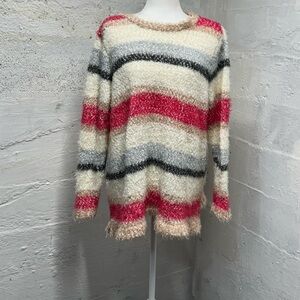 Lane Bryant sweater multicolored striped back tie detail